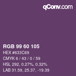 颜色代码: RGB 99 60 105 | qconv.com