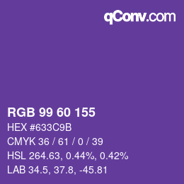 Color code: RGB 99 60 155 | qconv.com