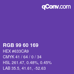 カラーコード: RGB 99 60 169 | qconv.com