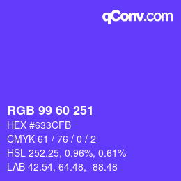 Color code: RGB 99 60 251 | qconv.com