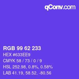 Color code: RGB 99 62 233 | qconv.com
