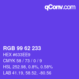 Color code: RGB 99 62 233 | qconv.com