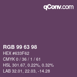 Farbcode: RGB 99 63 98 | qconv.com