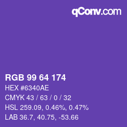 Color code: RGB 99 64 174 | qconv.com