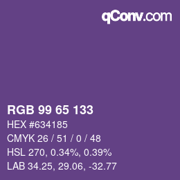 Color code: RGB 99 65 133 | qconv.com