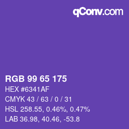 Color code: RGB 99 65 175 | qconv.com