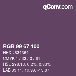 Color code: RGB 99 67 100 | qconv.com