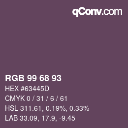 Color code: RGB 99 68 93 | qconv.com