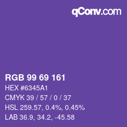 Farbcode: RGB 99 69 161 | qconv.com