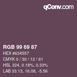 カラーコード: RGB 99 69 87 | qconv.com