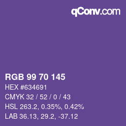颜色代码: RGB 99 70 145 | qconv.com