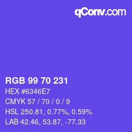 颜色代码: RGB 99 70 231 | qconv.com