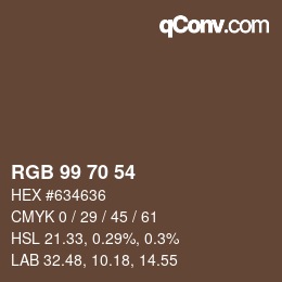 Code couleur: RGB 99 70 54 | qconv.com