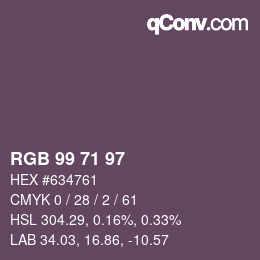 Código de color: RGB 99 71 97 | qconv.com