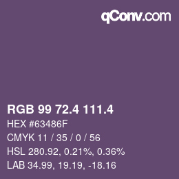 カラーコード: RGB 99 72.4 111.4 | qconv.com