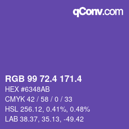 カラーコード: RGB 99 72.4 171.4 | qconv.com