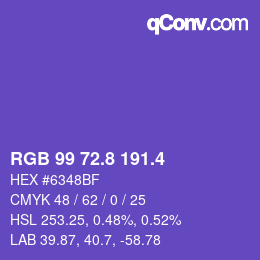 カラーコード: RGB 99 72.8 191.4 | qconv.com