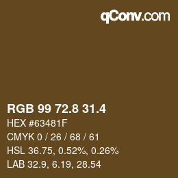 カラーコード: RGB 99 72.8 31.4 | qconv.com