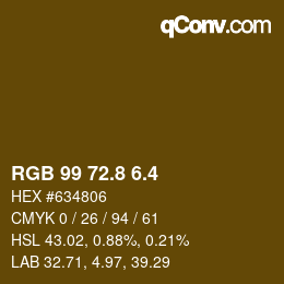 カラーコード: RGB 99 72.8 6.4 | qconv.com