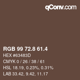 カラーコード: RGB 99 72.8 61.4 | qconv.com