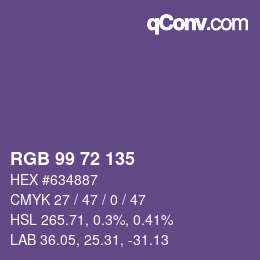 Color code: RGB 99 72 135 | qconv.com