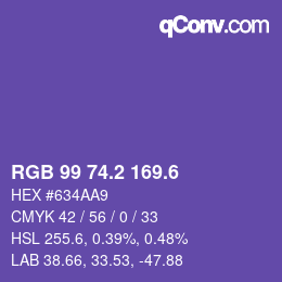 カラーコード: RGB 99 74.2 169.6 | qconv.com