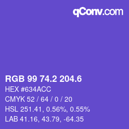 カラーコード: RGB 99 74.2 204.6 | qconv.com