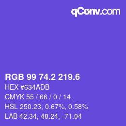 カラーコード: RGB 99 74.2 219.6 | qconv.com