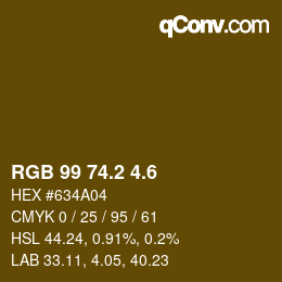 カラーコード: RGB 99 74.2 4.6 | qconv.com