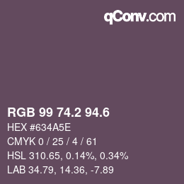 カラーコード: RGB 99 74.2 94.6 | qconv.com