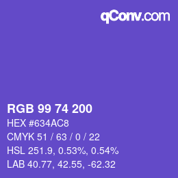 Color code: RGB 99 74 200 | qconv.com