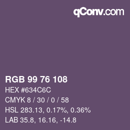 カラーコード: RGB 99 76 108 | qconv.com