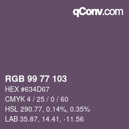 Código de color: RGB 99 77 103 | qconv.com