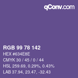 Color code: RGB 99 78 142 | qconv.com