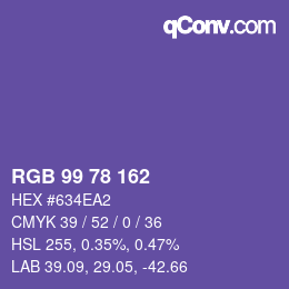 Farbcode: RGB 99 78 162 | qconv.com