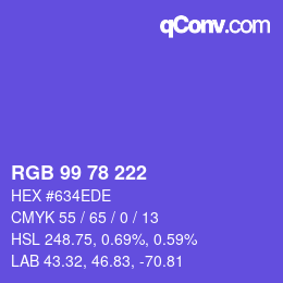 Color code: RGB 99 78 222 | qconv.com