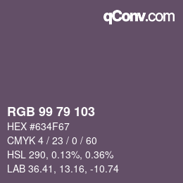 Color code: RGB 99 79 103 | qconv.com