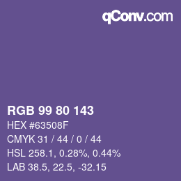 Farbcode: RGB 99 80 143 | qconv.com