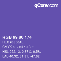 Farbcode: RGB 99 80 174 | qconv.com