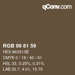 Color code: RGB 99 81 59 | qconv.com