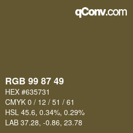Color code: RGB 99 87 49 | qconv.com