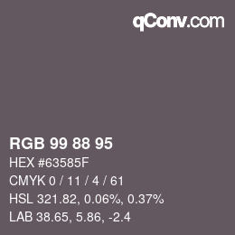 Código de color: RGB 99 88 95 | qconv.com