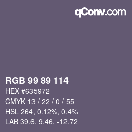 Color code: RGB 99 89 114 | qconv.com