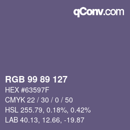 颜色代码: RGB 99 89 127 | qconv.com
