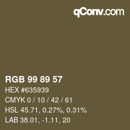Code couleur: RGB 99 89 57 | qconv.com