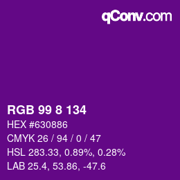 カラーコード: RGB 99 8 134 | qconv.com