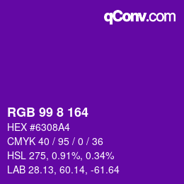 Color code: RGB 99 8 164 | qconv.com