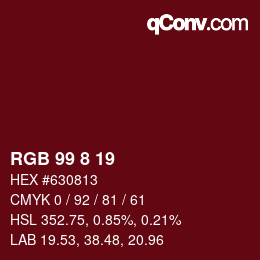 Color code: RGB 99 8 19 | qconv.com