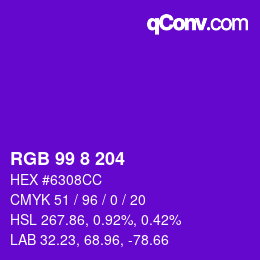 Color code: RGB 99 8 204 | qconv.com