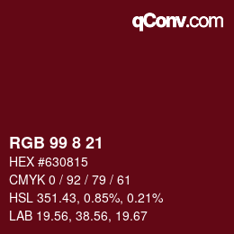 カラーコード: RGB 99 8 21 | qconv.com
